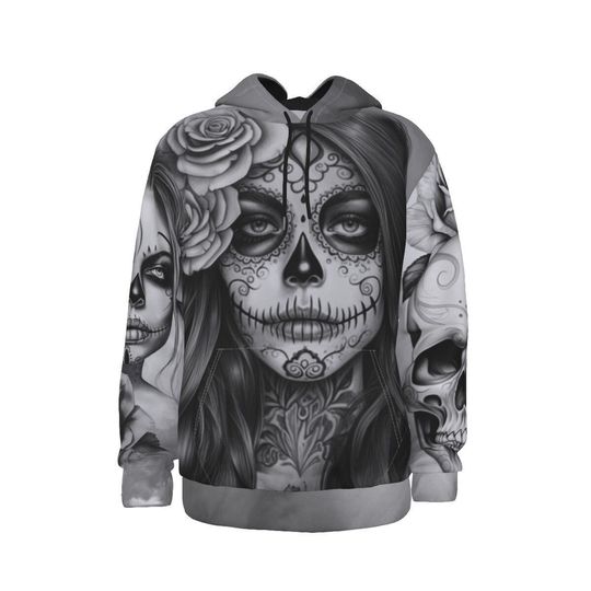 Sugar Skull Hoodie, Colorful Graphic Sweatshirt for Halloween