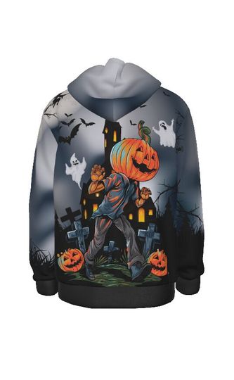 Pumpkin Halloween Hoodie, Fall Sweater, Jack-o-Lantern Design