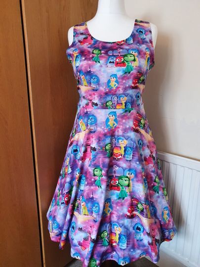Inside out joy sadness cosplay print skater dress