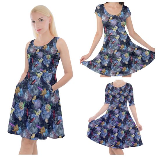 Cute Star Wars inspired print skater dress- plus size