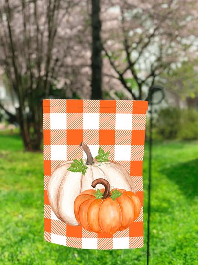 Plaid Pumpkin Garden Flag  , Fall Sublimation, Sublimation Designs, Garden Flag Design