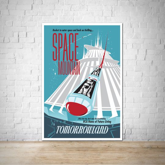 Space Mountain Tomorrowland Attraction Disneyland Vintage Poster