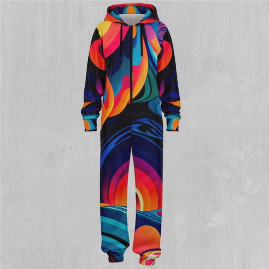 Psychedelic Vortex Adult  Zip Up Jumpsuit Pajamas