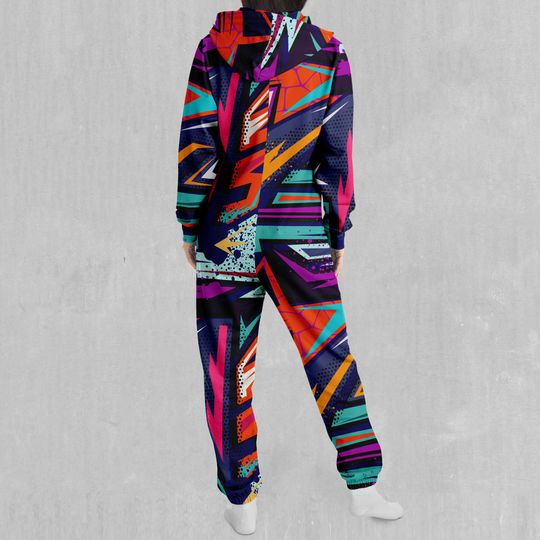 Tectonic Abstract Adult  Zip Up Jumpsuit Pajamas