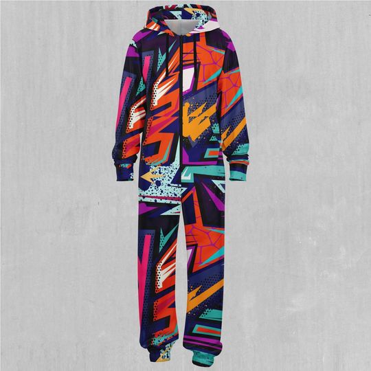 Tectonic Abstract Adult  Zip Up Jumpsuit Pajamas