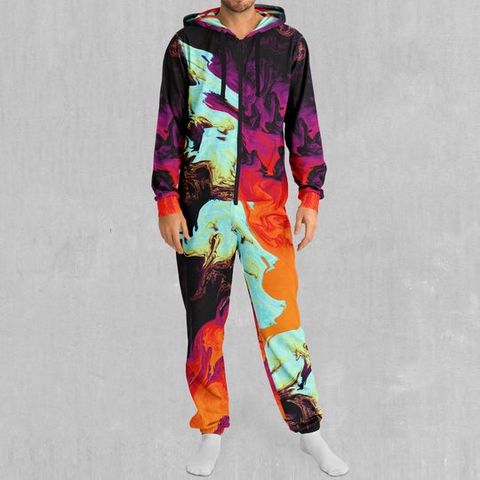 Lava Bath Psychedelic Adult  Zip Up Jumpsuit Pajamas