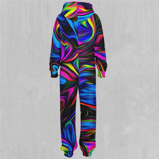 Psychedelic Waves Adult  Zip Up Jumpsuit Pajamas
