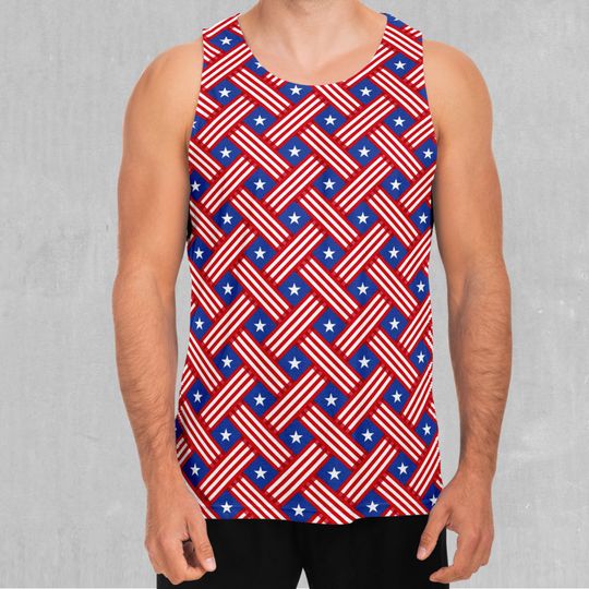 Stars and Stripes Independence Day July 4 Men's Tank Top Muscle Sleeveless Shirt