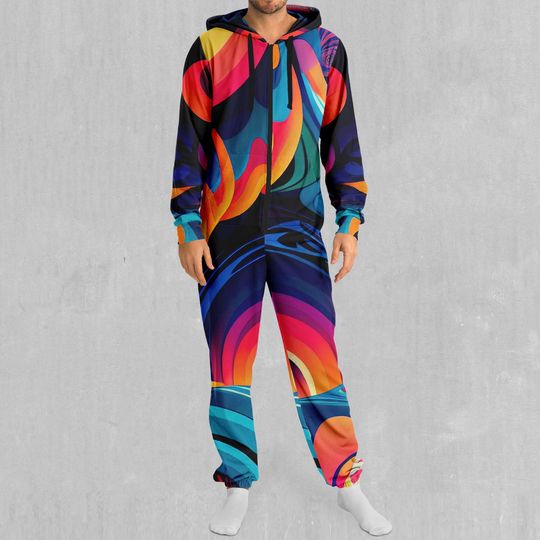 Psychedelic Vortex Adult  Zip Up Jumpsuit Pajamas
