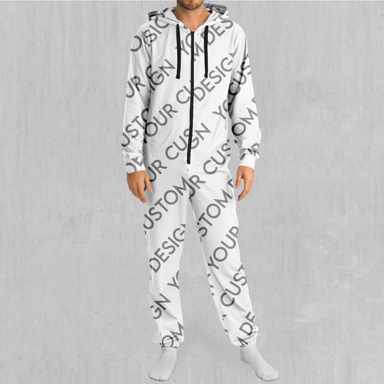Personalized Custom Adult  Zip Up Jumpsuit Pajamas