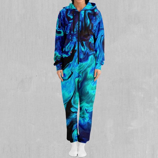 Enigma Sea Psychedelic Adult  Zip Up Jumpsuit Pajamas
