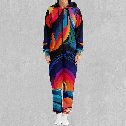 Psychedelic Vortex Adult  Zip Up Jumpsuit Pajamas