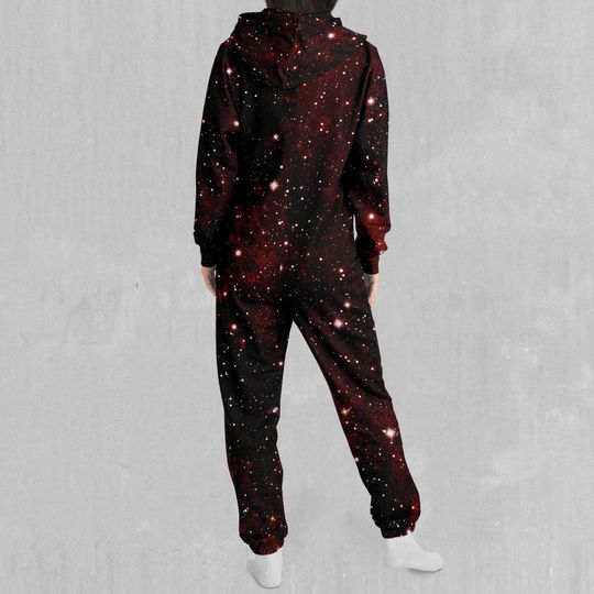 Crimson Space Outer Space Galaxy Adult  Zip Up Jumpsuit Pajamas