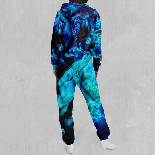 Enigma Sea Psychedelic Adult  Zip Up Jumpsuit Pajamas