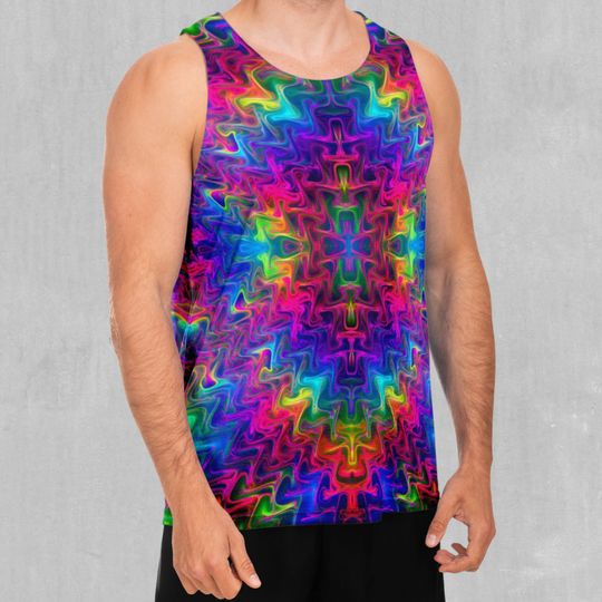 Tek Quantum Rainbow Psychedelic Men's Tank Top Muscle Sleeveless Shirt