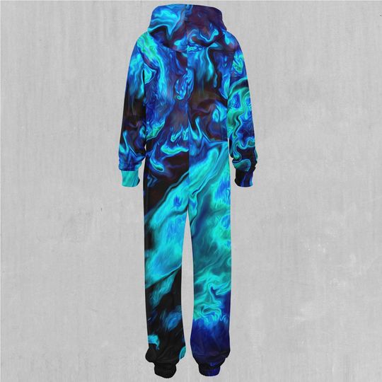 Enigma Sea Psychedelic Adult  Zip Up Jumpsuit Pajamas
