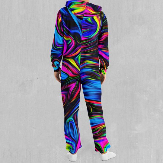 Psychedelic Waves Adult  Zip Up Jumpsuit Pajamas