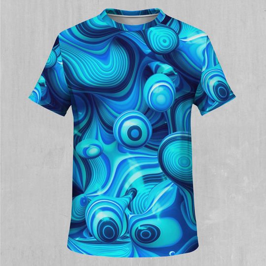 Aqua Pool Psychedelic Blue EDM Rave Festival All Over Print Tee