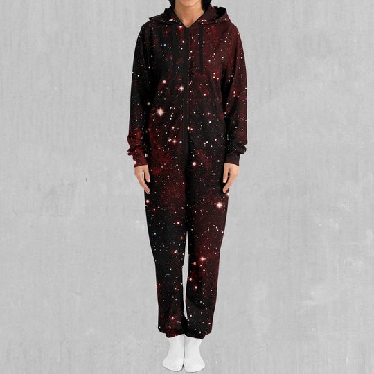 Crimson Space Outer Space Galaxy Adult  Zip Up Jumpsuit Pajamas