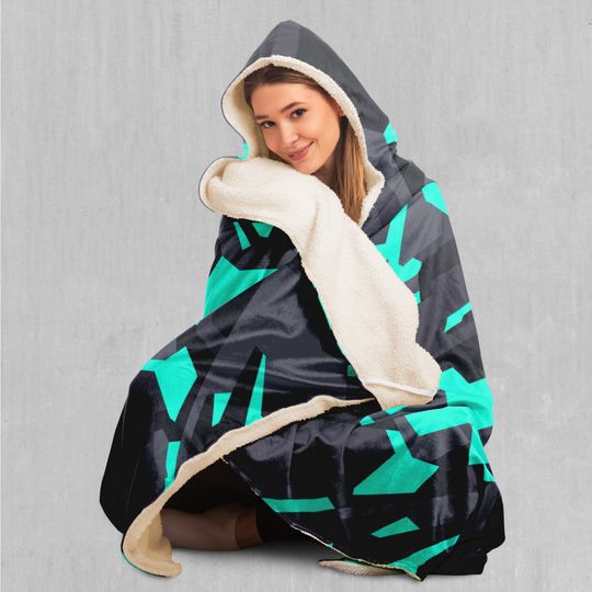 Cyber-Tech Abstract Pastel Sherpa Microfleece Cape Hooded Blanket