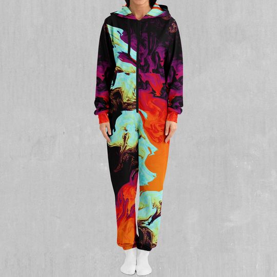 Lava Bath Psychedelic Adult  Zip Up Jumpsuit Pajamas