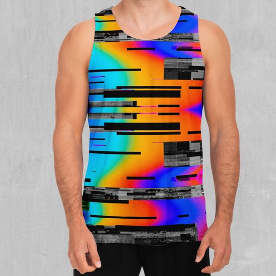 Spectrum Noise Retro Vaporwave Men's Tank Top Muscle Sleeveless Shirt