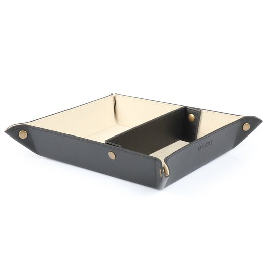 Personalized Hand Crafted Leather Office Desk Organizer, Custom Storage Tray