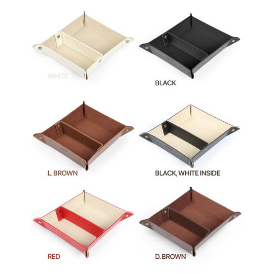 Personalized Hand Crafted Leather Office Desk Organizer, Custom Storage Tray