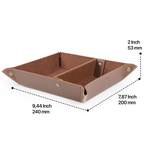 Personalized Hand Crafted Leather Office Desk Organizer, Custom Storage Tray