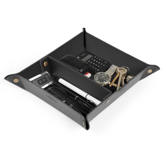 Personalized Hand Crafted Leather Office Desk Organizer, Custom Storage Tray