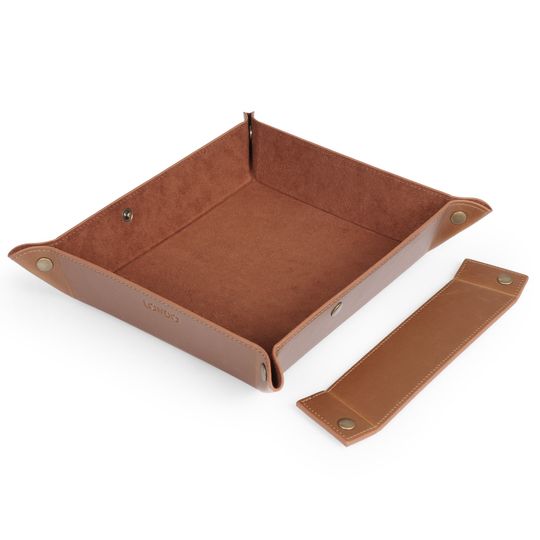 Personalized Hand Crafted Leather Office Desk Organizer, Custom Storage Tray
