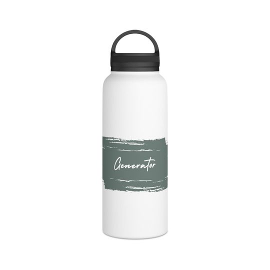 Generator Stainless Steel Water Bottle, Handle Lid, Moss