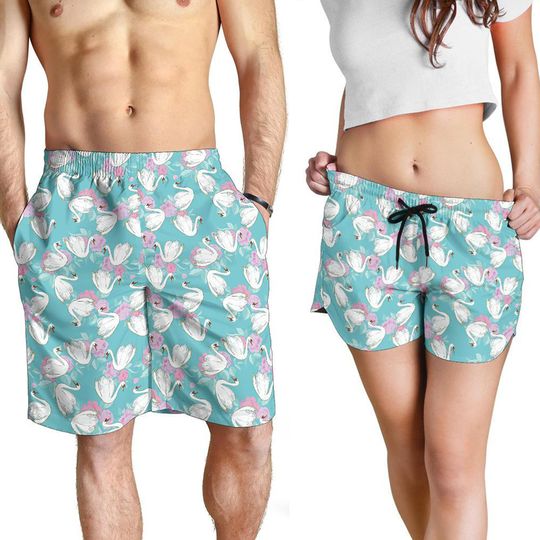 Swan Shorts - Swan Pattern Swim Shorts