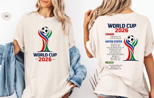 World Cup 2026 T-Shirt, USA Canada Mexico Host Cities, Soccer Fan Apparel