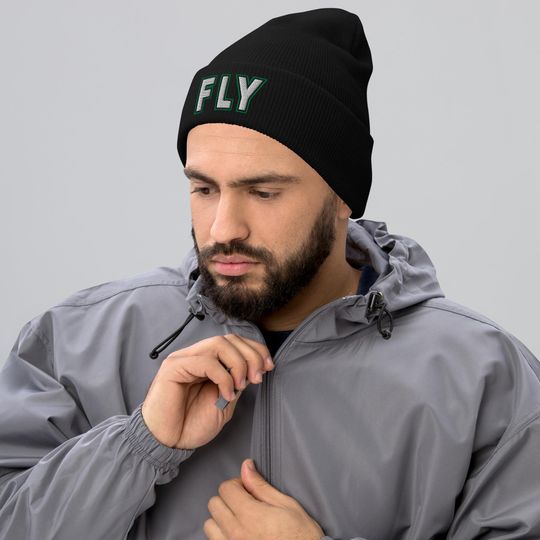 Fly Eagles Embroidered Beanie: Philadelphia Football Winter Hat