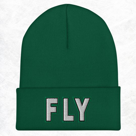 Fly Eagles Embroidered Beanie: Philadelphia Football Winter Hat