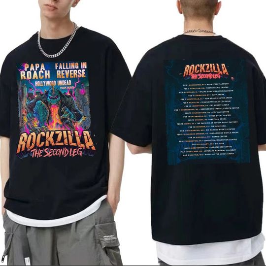 Rockzilla The Second Leg Tour 2023 Shirt, Rockzilla 2023 Tour Shirt For Fan, Papa Roach Falling In Reverse Add New Leg To Rockzilla Tour Tee