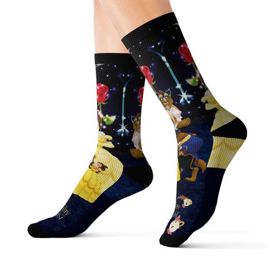 Beauty and the Beast Socks Collection by Aries, Disney, Princess, Prince, Christmas Gift, Holiday Gift, Gift Ideas, New Year Gift.
