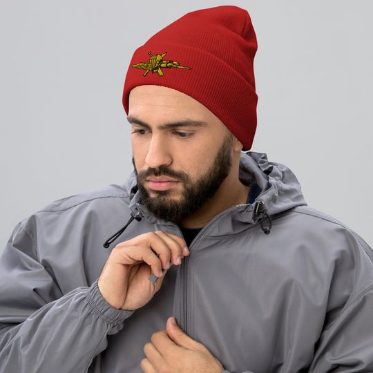 USMC Force Recon Emblem  FORECON Recon Jack Flag Design  U.S. Marine Corps Special Operations Logo Embroidered Cuffed Beanie