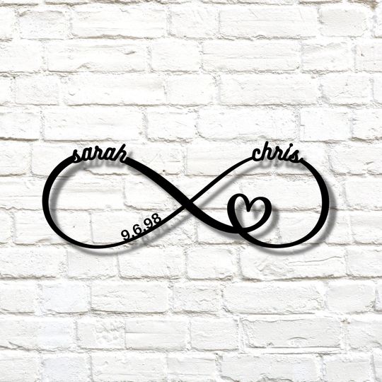 Personalized Infinity Metal Sign, Metal Established infinity Sign, Housewarming Gift, Door Hanger, Wedding Gift, Metal Monogram Sign
