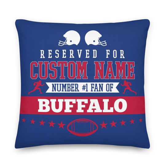Buffalo Football Personalized Name Pillow, Gridiron, Cushion, Custom, Gift for Dad, Reserved for Dad, Gift for Mom, Father's Day