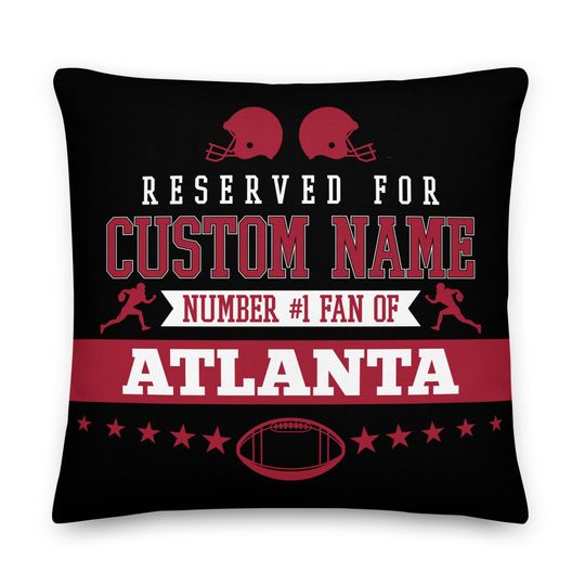 Atlanta Football Personalized Name Pillow, Gridiron, Cushion, Football, Gift for Dad, Father's Day, Reserved for Dad, Custom Xmas Gift