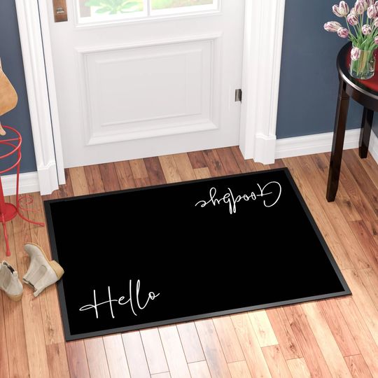 Printed Welcome Doormat, Hello, Goodbye Design, Ideal Gift for him/her