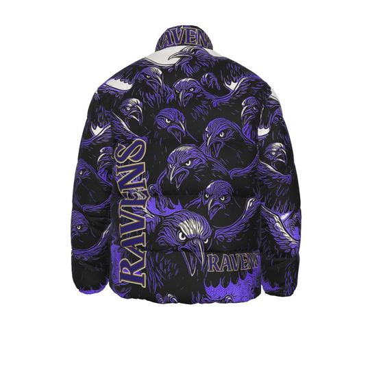 Ravens Swarm Down Jacket - All Over Print Unisex Winter Puffer Coat