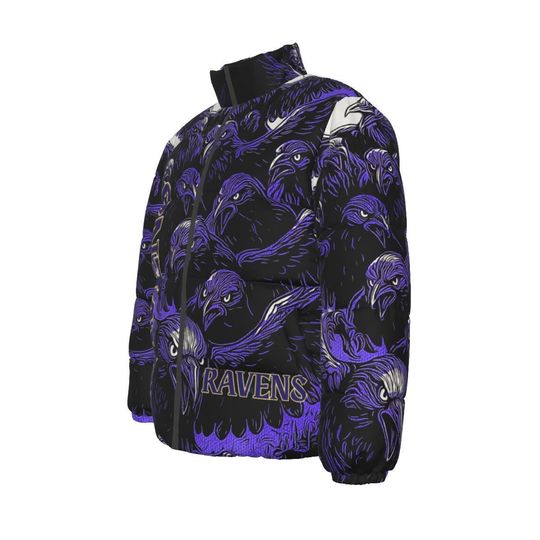 Ravens Swarm Down Jacket - All Over Print Unisex Winter Puffer Coat