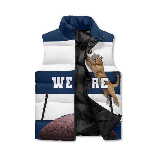 Customizable Puffer Vest - Mountain Lion Football Team Colors