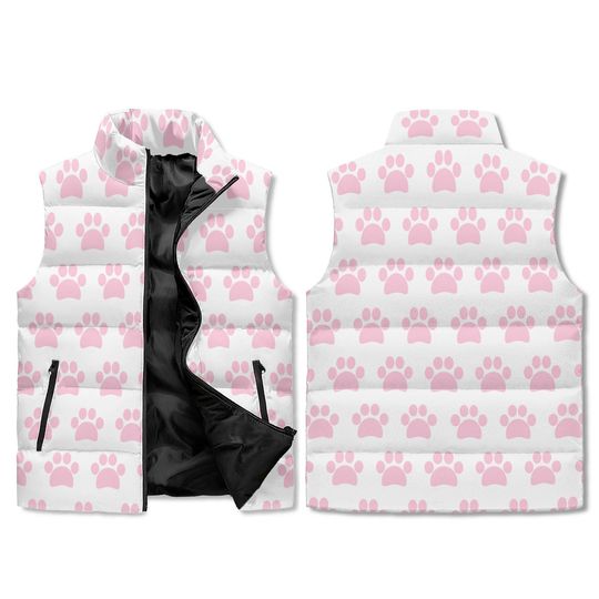 Unisex Lightweight All Over Printing Stand Collar Zip Up Puffer Vest