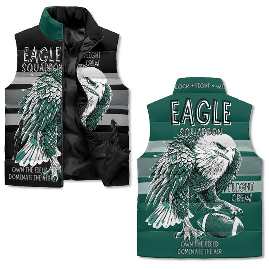 Eagle Squadron Puffer Vest  Flight Crew Lightweight Football Fan Vest