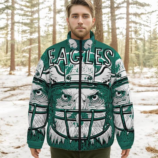Eagles All Over Print Down Puffer Jacket  Unisex Winter Coat