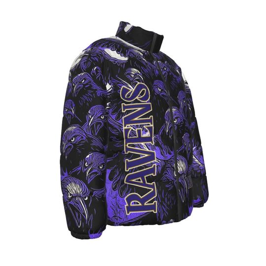 Ravens Swarm Down Jacket - All Over Print Unisex Winter Puffer Coat